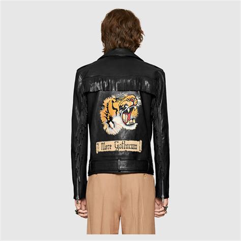 gucci green dragon jacket|Gucci tiger leather jacket.